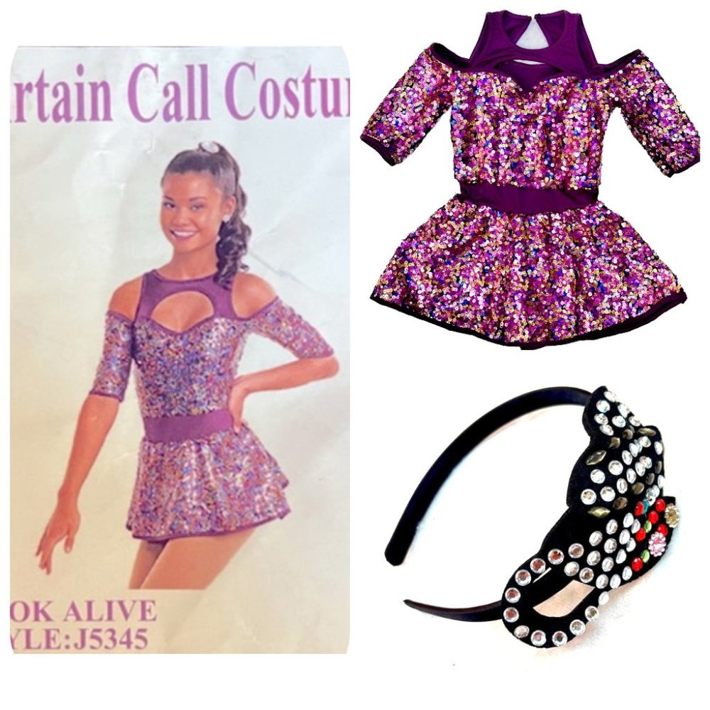 NWT Curtain call costumes sequence performance/dance dress and headband